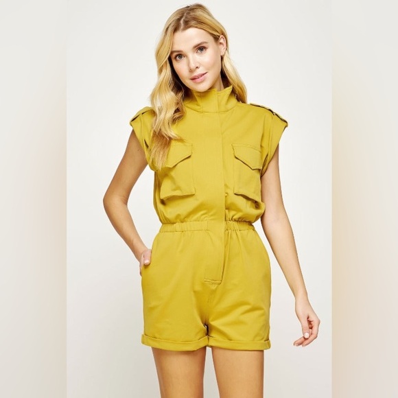 Strut & Bolt Utility Romper Chartreuse Size S EUC - Picture 1 of 5